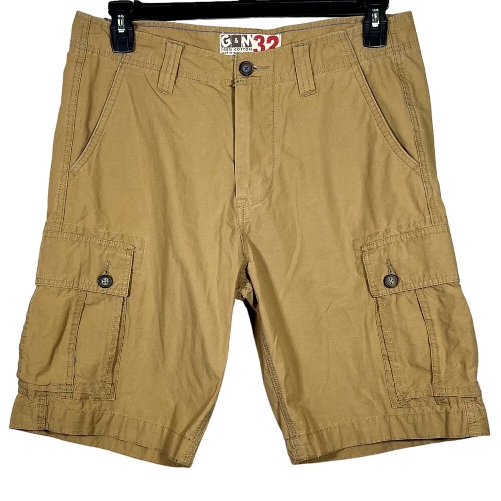 G & M - Men's Size 32 - Tan Cargo Shorts - Pockets 100% Cotton